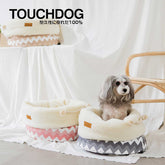 Touchdog Snowflake Premium Designer Jute Bag Nest Bed – Pink